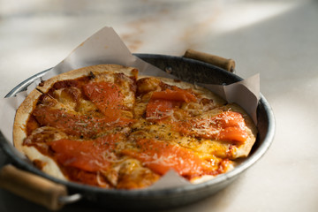 close up Hot delicious Homemade pizza in restaurant