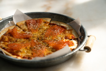 close up Hot delicious Homemade pizza in restaurant