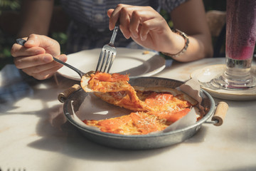 close up Hot delicious Homemade pizza in restaurant