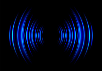 Sound waves oscillating dark blue light - obrazy, fototapety, plakaty