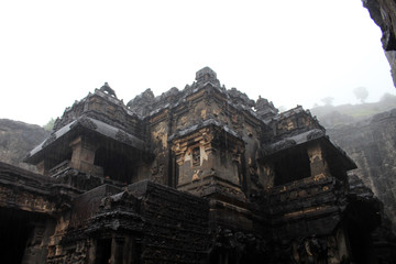 Fototapeta premium The unbeliavable details of Kailasa Temple of Ellora caves, the rock-cut monolithic temple