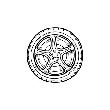 recommend clip art: Car wheel hand drawn outline doodle icon
