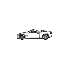 Convertible car hand drawn outline doodle icon. Automobile and speed transport, cabriolet, sport drive concept. Vector sketch illustration for print, web, mobile and infographics on white background.