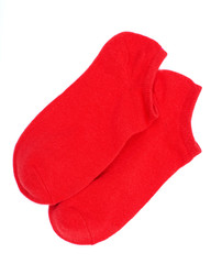 Woman's original ankle low rise scarlet red socks isolated on white background