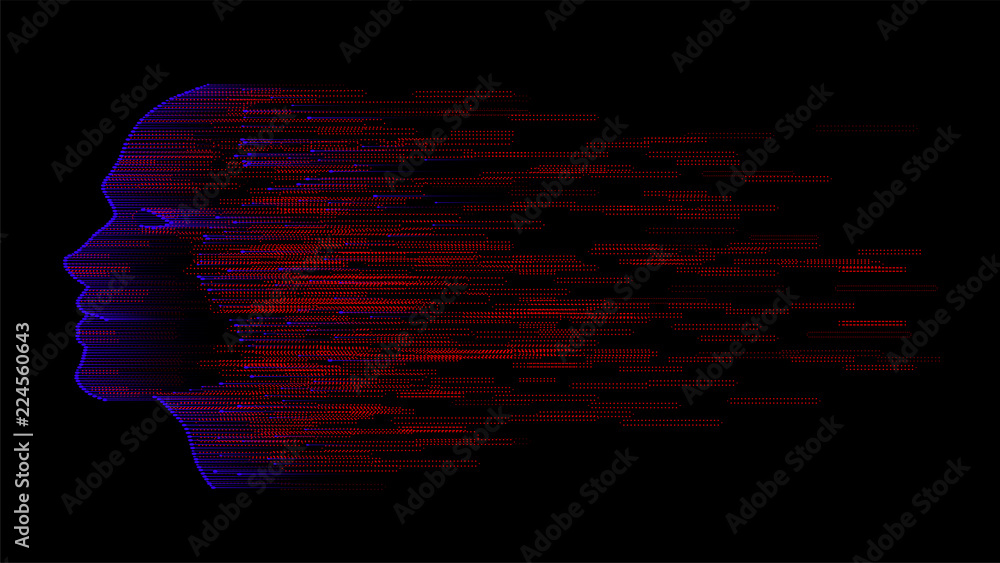 Poster human face intelligence machine learning big data tech vector background