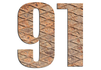 91 – with metal texture on white background