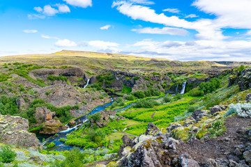 Fototapeta premium View of the beautiful Waterfalls in Gjain Canyon