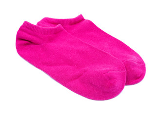Woman's original ankle low rise raspberry color socks isolated on white background