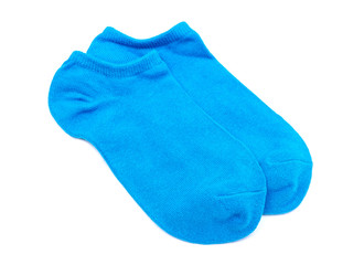 Woman's original ankle low rise light blue socks isolated on white background