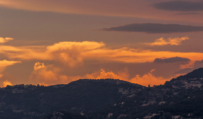 Tête de Chien (Dog's Head) at sunset, near the medieval village of La Turbie and above the Principality of Monaco, in French Riviera, Cote d’Azur, France