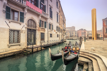 Fototapeta na wymiar Gondola parking. Venice