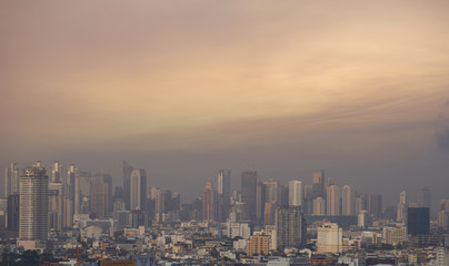 Fototapeta na wymiar Bangkok skyline during golden hour.