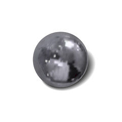 Vector Realistic Metallic Silver Ball with Shadow, Isolated Object.