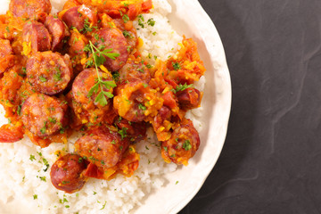 rougail saucisse, creole dish