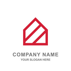 Modern Red House Building Architecture Real Estate Logo