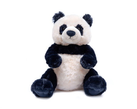 Panda bear stuffed plush toy isolated on white background