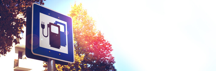 Elektroauto - Ladestation - Verkehrsschild - Banner als Vorlage für Ihre Business-Präsentation