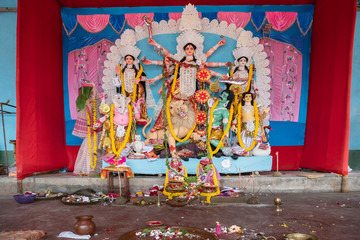 Durga idol at Puja Pandal, Durga Puja festival