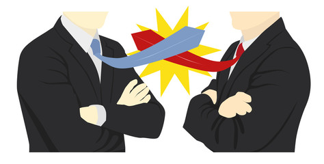 Businessmen competition in business. Symbol of competition in business. Corporate conflicts. Vector Illustration