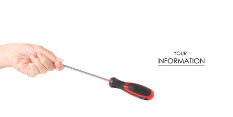 Screwdriver in hand pattern on white background isolation