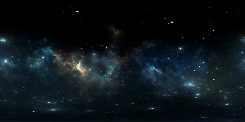 360-Grad-Weltraumnebel-Panorama, gleichwinklige Projektion, Umgebungskarte. Sphärisches HDRI-Panorama. Weltraumhintergrund mit Nebel und Sternen © Peter Jurik