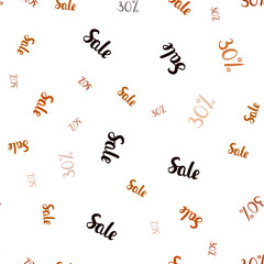Dark Orange vector seamless texture with selling prices 30 %.