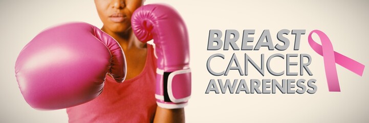 Composite image of breast cancer awareness message