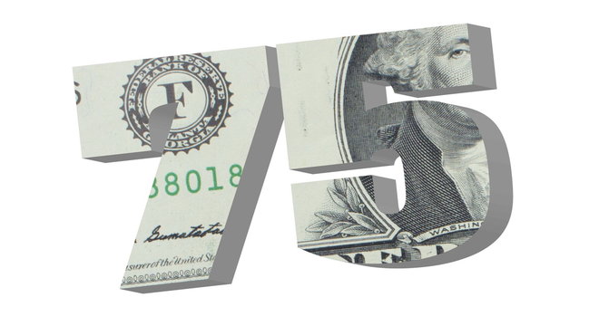 75 3D render illustration American dollar banknotes
