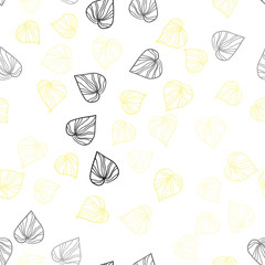 Light Orange vector seamless doodle template with leaves.