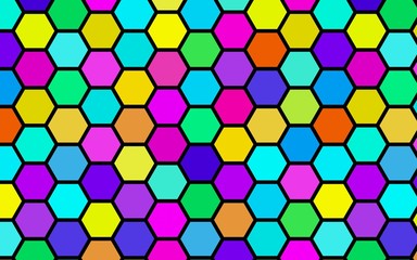 Honeycomb many color, multicolored. Isometric geometry. 3D illustration