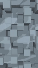 Abstract gray elegant cube geometric background. Chaotically advanced rectangular bars. 3D Rendering, 3D illustration