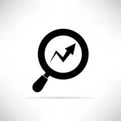magnifier glass and arrow chart icon
