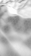 Honeycomb white with a gradient color on a light background. Perspective view on polygon look like honeycomb. Wavy surface. Isometric geometry. 3D illustration