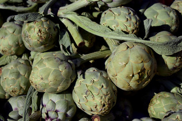 Fresh artichokes for sale at the market