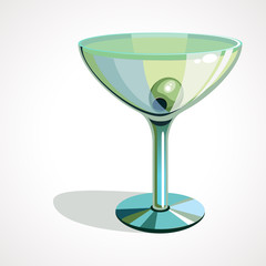 Vector illustration of martini glasses with olives