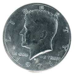 United States Coin. Half Dollar 1971 D. Kennedy. Obverse. 