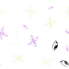 Light Pink, Yellow vector seamless abstract pattern with leaves.