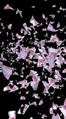 Flying euro banknotes isolated on a dark background. Money is flying in the air. 500 EURO in color. 3D illustration