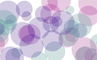 Multicolored translucent circles on a white background. Pink tones. 3D illustration