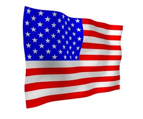 Obraz premium Waving flag of the United States of America. Stars and Stripes. State symbol of the USA. 3D illustration
