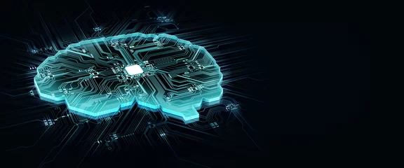 human brain on technology background represent artificial intelligence and cyber space concept © Lee