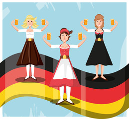 german women with beers oktoberfest celebration