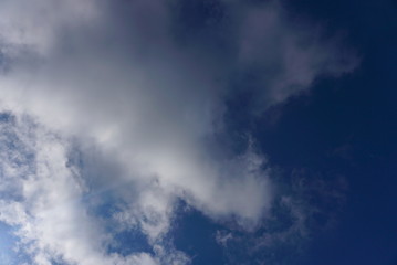 Blue sky with white and grey clouds 