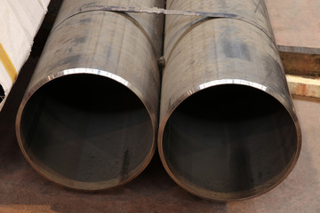 large steel pipes in the factory