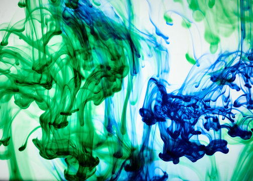 Green and blue inks