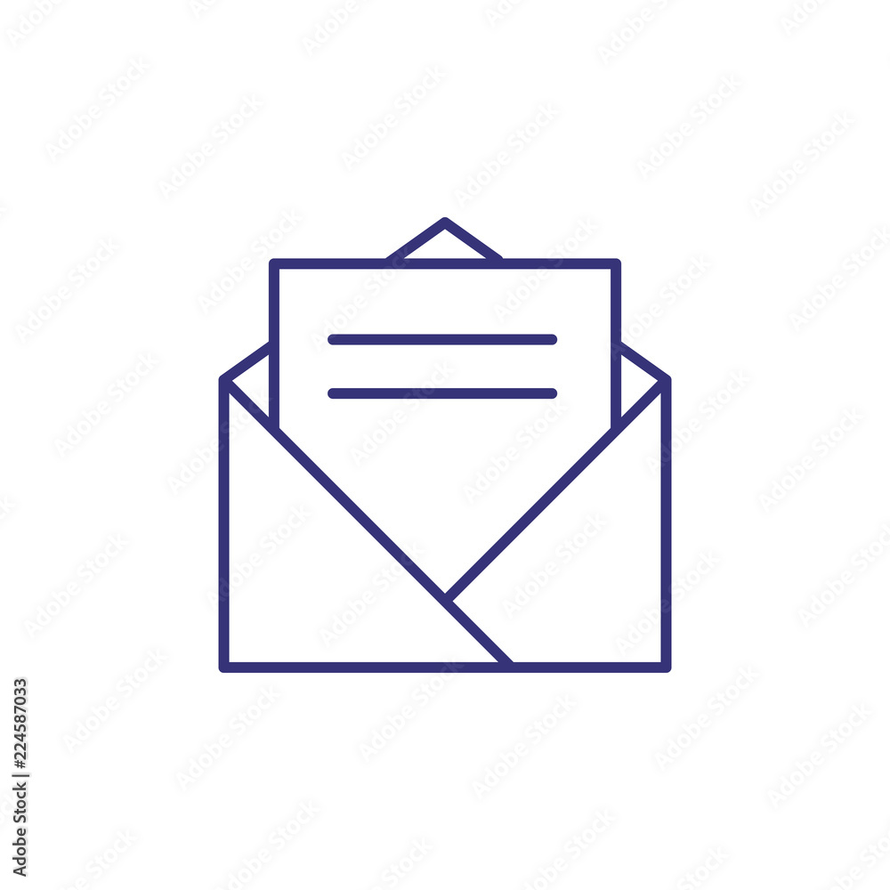 Poster message line icon. open envelope with paper. office concept. can be used for topics like email, mail