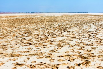 Large area with footprints, salt lake Alyki,Limnos.
