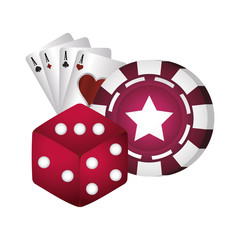 casino poker dice chip and ace cards
