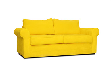 Comfortable sofa on white background. Furniture for modern room interior