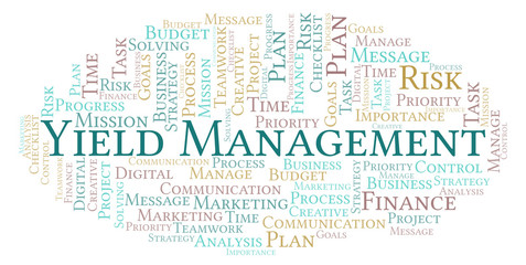 Yield Management word cloud, made with text only.
